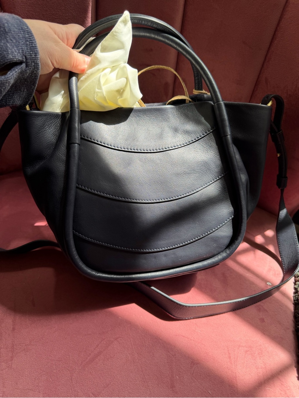 HOBO navy Margot Suede and Leather Studded Hobo Bag - Picture 2 of 7